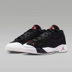 Black and White Sneakers with Red Accents